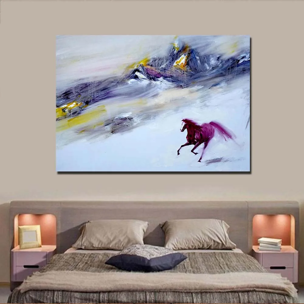 

Hand Painted Abstract Landscape Canvas Oil Painting Running Horse Abstract Wall Picture Living Room Bedroom Home Wall Decor Art