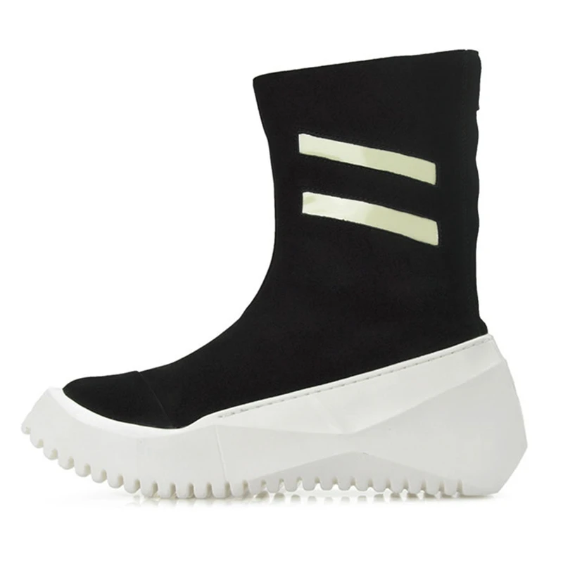 Мужские мотоциклетные ботинки черного цвета на молнии в уличном стиле платформе