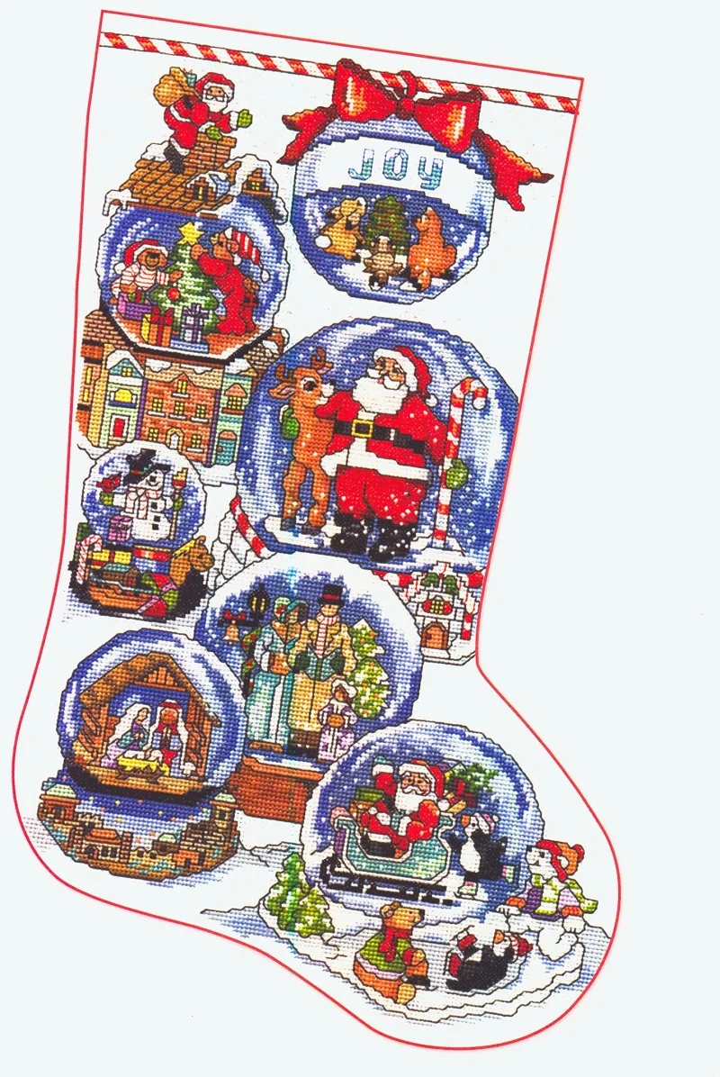 

Christmas stocking cross stitch kit DMC brand thread animal dog count canvas fabric embroidery handmade needlework