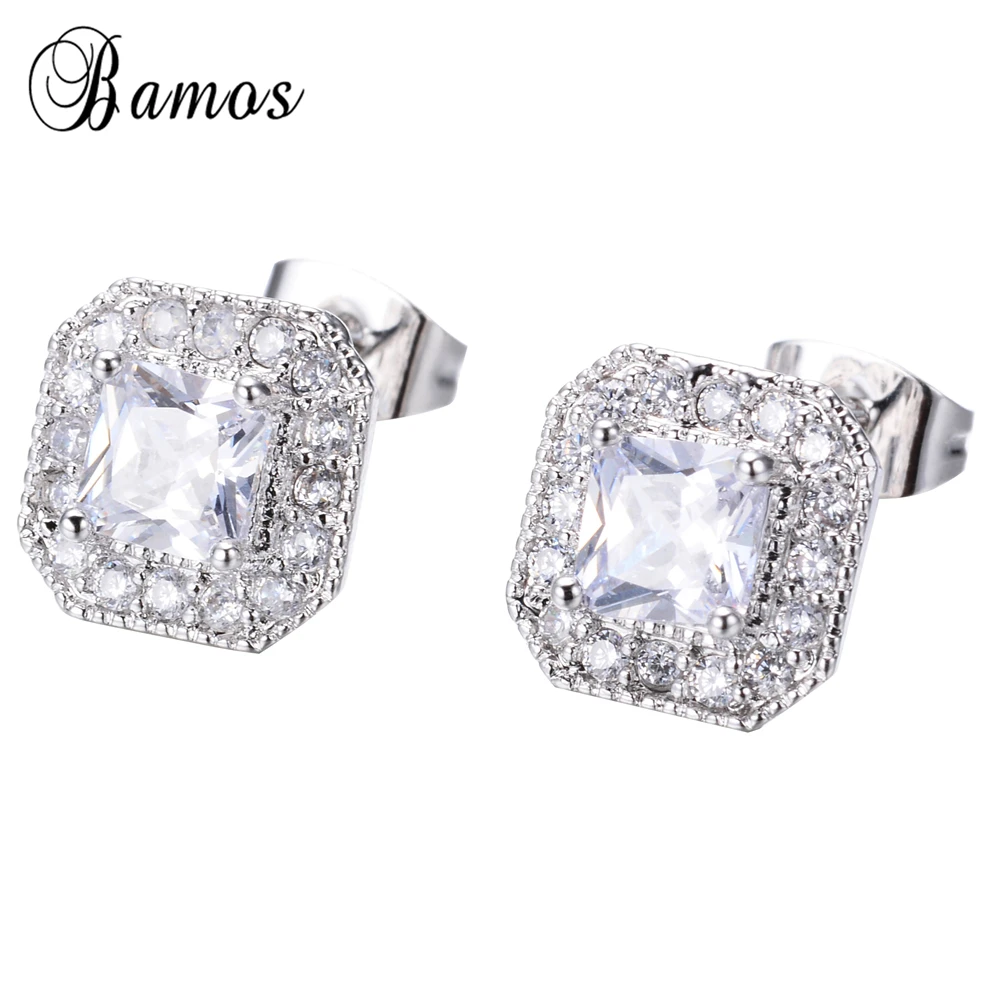 Женские серьги гвоздики серебряного цвета с цирконом AAA|double earrings|geometric stud earringsfashion