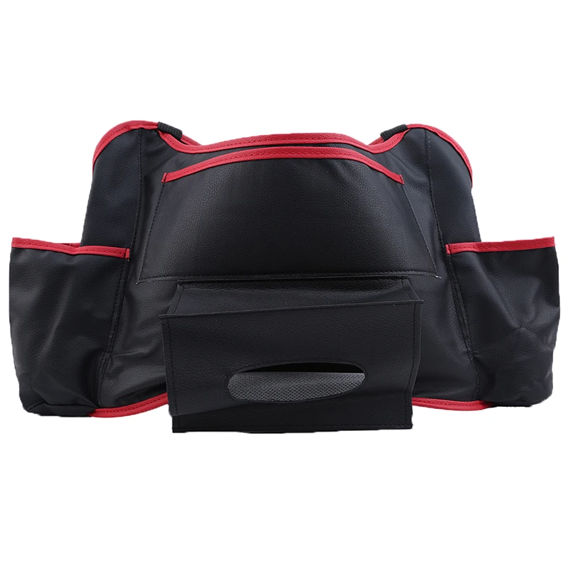black and red Автомобильное заднее сиденье сумки для мелочей эластичные интерьерные аксессуары Автомобильная Сетчатая Сумка между задним сиденьем Органайзер сумки для хранения - Название цвета: black and red