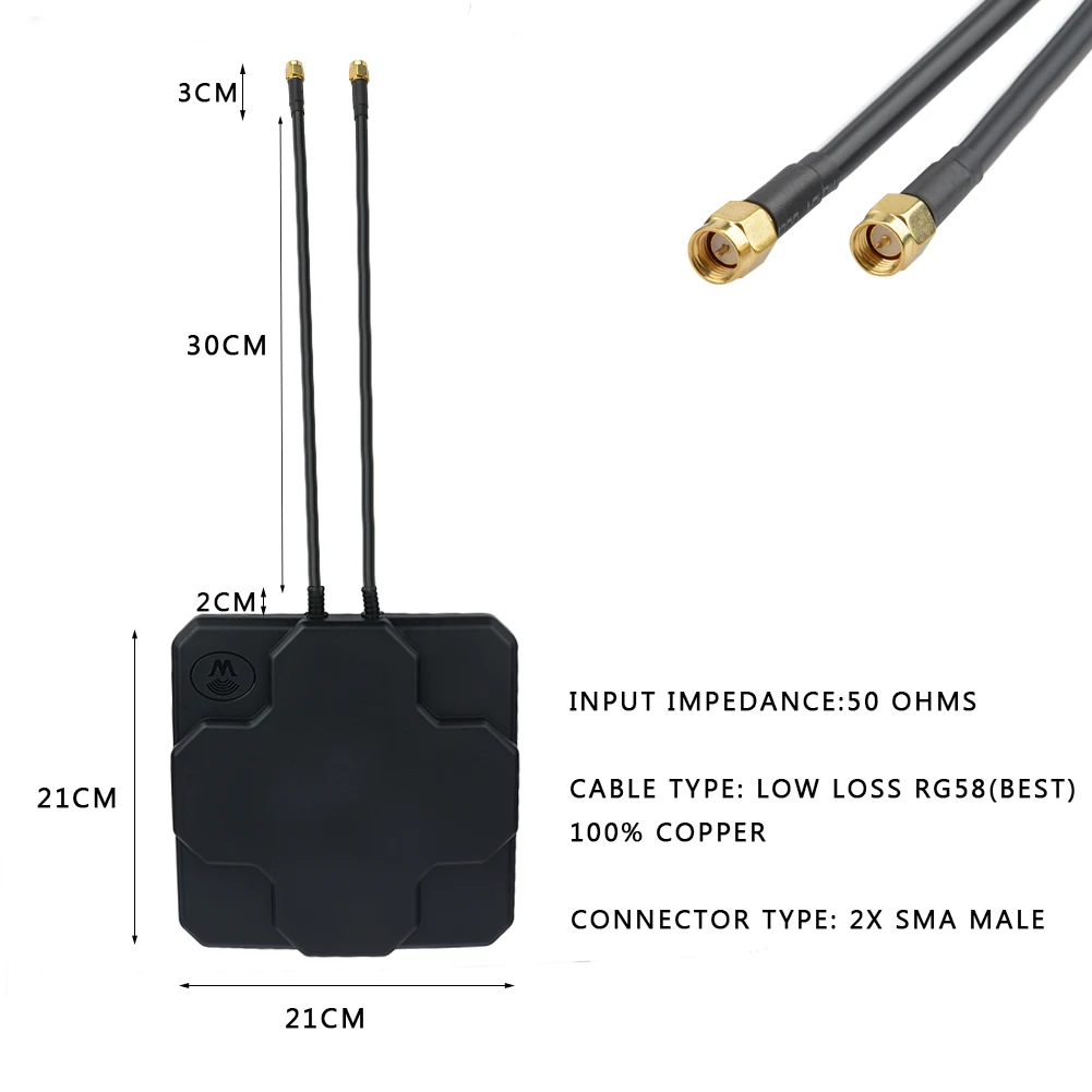 Наружная антенна MIMO 4G LTE 2 * 22dBi двойная поляризационная панельная разъем с