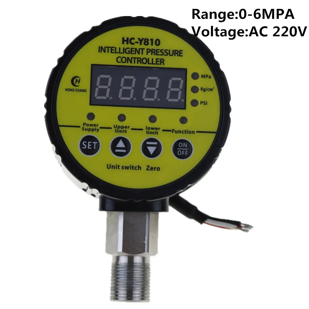 AC220V 0 6MPA переключатель давления для воздушного компрессора цифровой манометр
