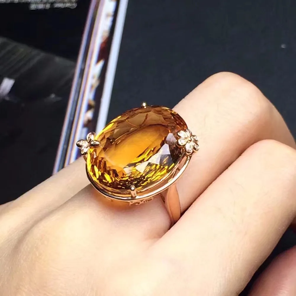 Ювелирные изделия Настоящее 18K розовое золото AU750 натуральный цитрин драгоценные