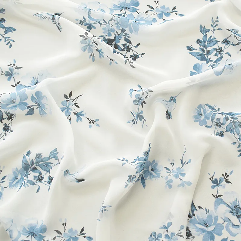 2019 Высокая вискоза шифон Весна/Лето ткань Ситцевая мягкая одежда с белыми
