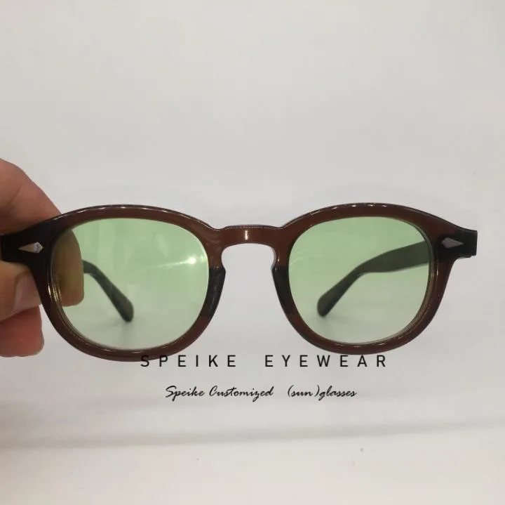 Brown frame SPEIKE по индивидуальному заказу, высокое качество, градиентной зеленой солнцезащитные очки» Джонни Деппом Lemtosh Стиль очки можно носить близорукости очки 44/46/49 мм - Цвет линз: Brown frame