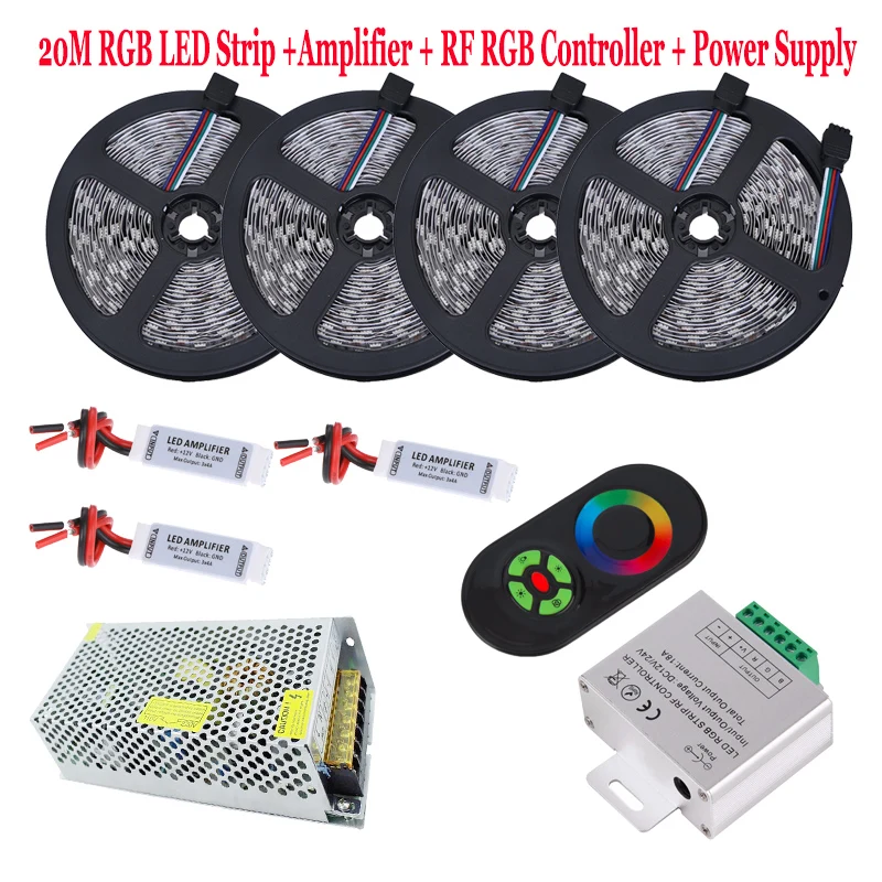Светодиодная лента водонепроницаемая гибкая 20 м 5050 RGB 15 10 м|rgb led strip kit|tape lightled kit |