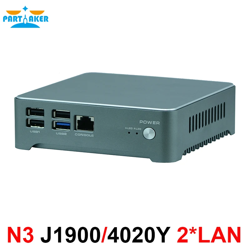 Мини ПК Windows 10 Intel J1900 безвентиляторный мини компьютер 2 Lan HTPC ТВ приставка Nano Industrial