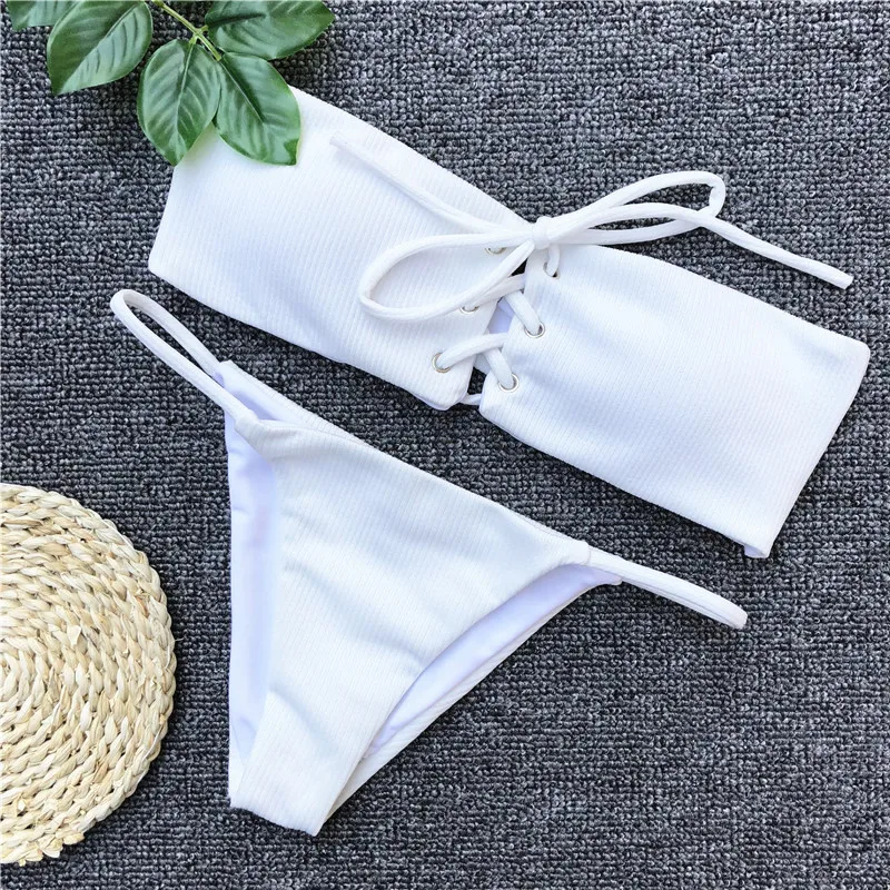 Бикини 2018 Maillot De Bain купальник женский сексуальный чистый цвет с заклепками и