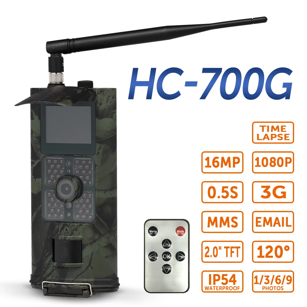 

Фотоловушка с разрешением 16 МП, 1080P, 2G/3G, SMS, GSM