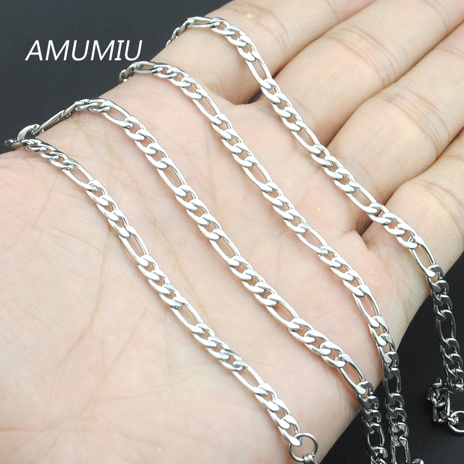 Ожерелье цепочка Figaro AMUMIU 3 мм * 40 70 см для мужчин и женщин подарок на Рождество