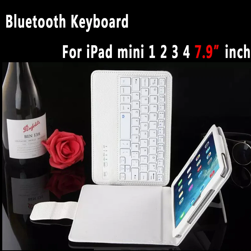 Кожаный чехол с рисунком личи и удаляемой беспроводной клавиатурой Bluetooth для Apple