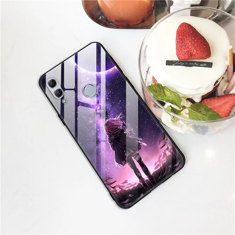 Чехол для huawei Honor 10 Lite с милым узором, стеклянный чехол на заднюю панель, Жесткий Чехол для huawei Honor 10 Lite, бампер для телефона, корпус, Funda, светильник