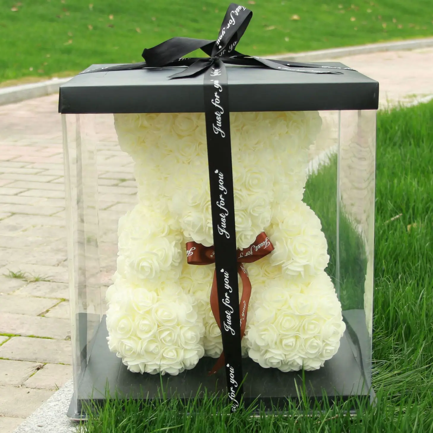 Milky white with box Подарок ко Дню Святого Валентина для нее/его 40 см Розовый Медведь Кролик мягкие животные подарок для подруги букет ко дню рождения Best идея подарка - Цвет: Milky white with box