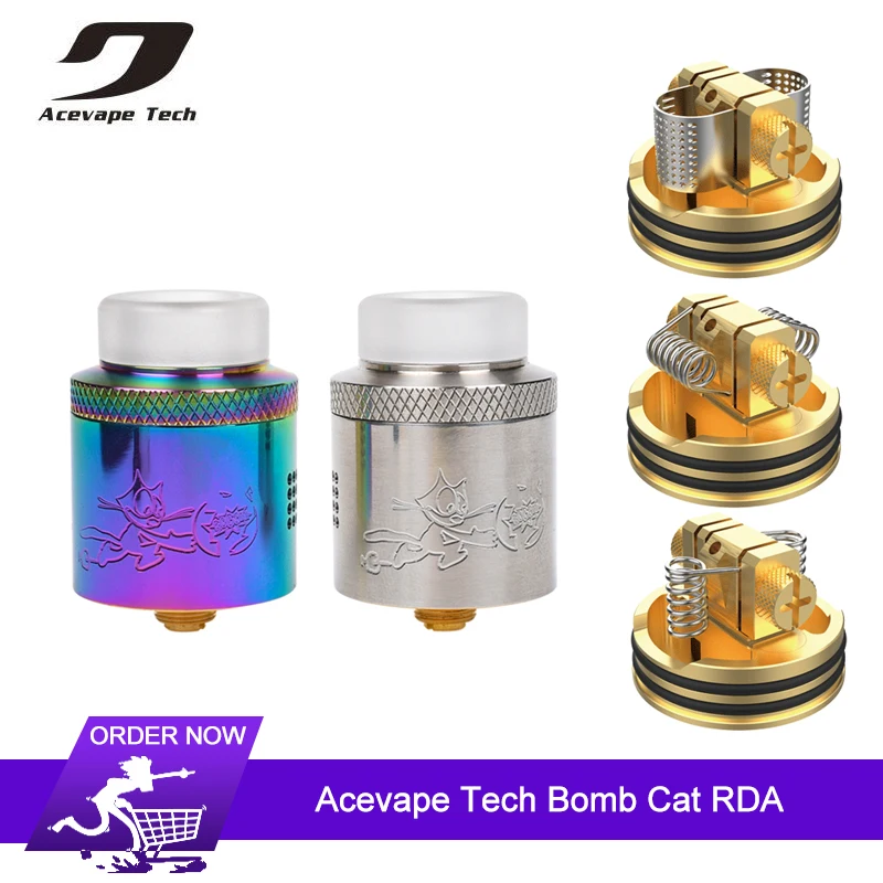 Оригинальный Acevape Tech Bomb Cat mesh RDA емкость двойная катушка 24 мм с 16 боковыми