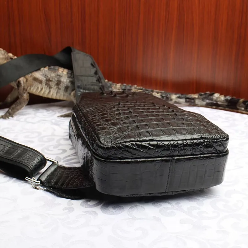 Шикарная дизайнерская 100% натуральная крокодиловая кожа Мужская маленькая нагрудная сумка мессенджер
