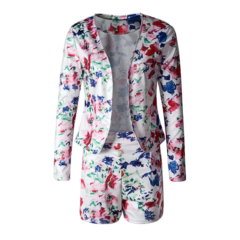 2017 Новый прибытие высокая мода 2 шт. женщин комбинезон полный рукав печати