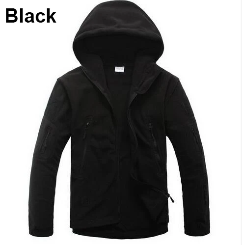 Black Походная флисовая подкладка ветрозащитная теплая куртка Тактическая Охота Стрельба софтшелл спортивная верхняя одежда - Цвет: Black