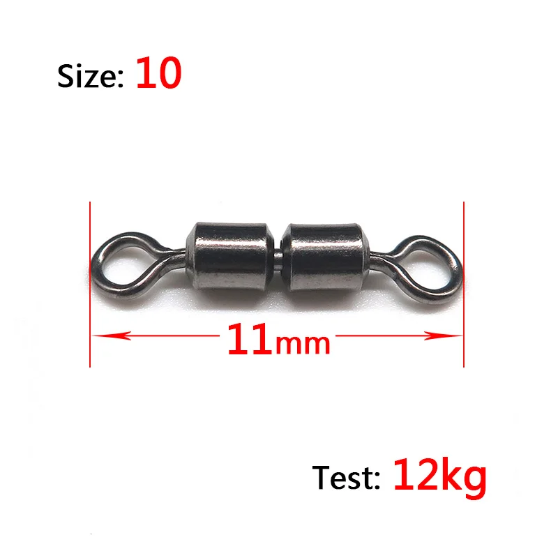 Size 10 Minfishing 25 шт. двойной шарнир Вертлюги для рыбалки поворотный шарикоподшипник твердые кольца Разъемный соединитель для рыбалки крючок - Цвет: Size 10