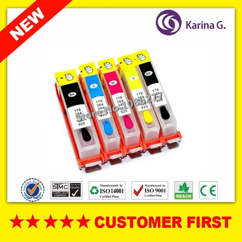 5x многоразовый картридж для hp 178 HP подходит Photo Smart 5510 5515 6510 5520 B109a B110a B209a B210a|for hp178|ink