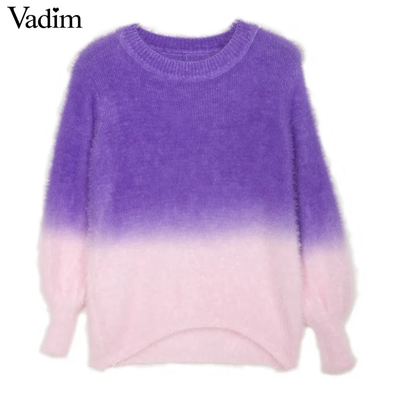 Свитер женский зимний свободный с круглым вырезом и длинным рукавом | Женская