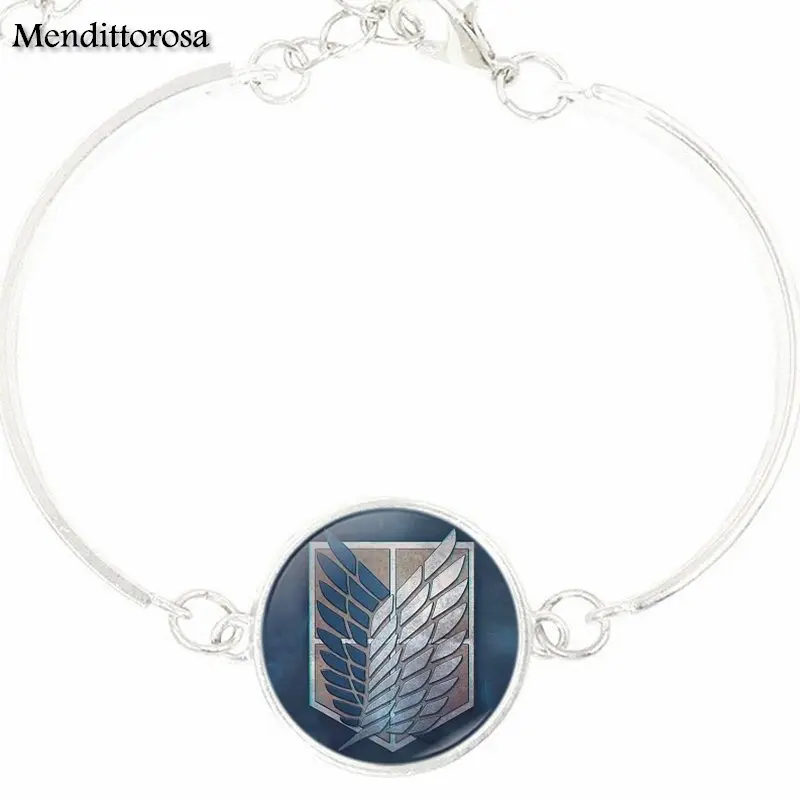 For Women Party Gift Fashion Silver Plated Jewelry Glass Cabochon Bracelet Bangle Attack on Titan Levi Ackerman | Украшения и