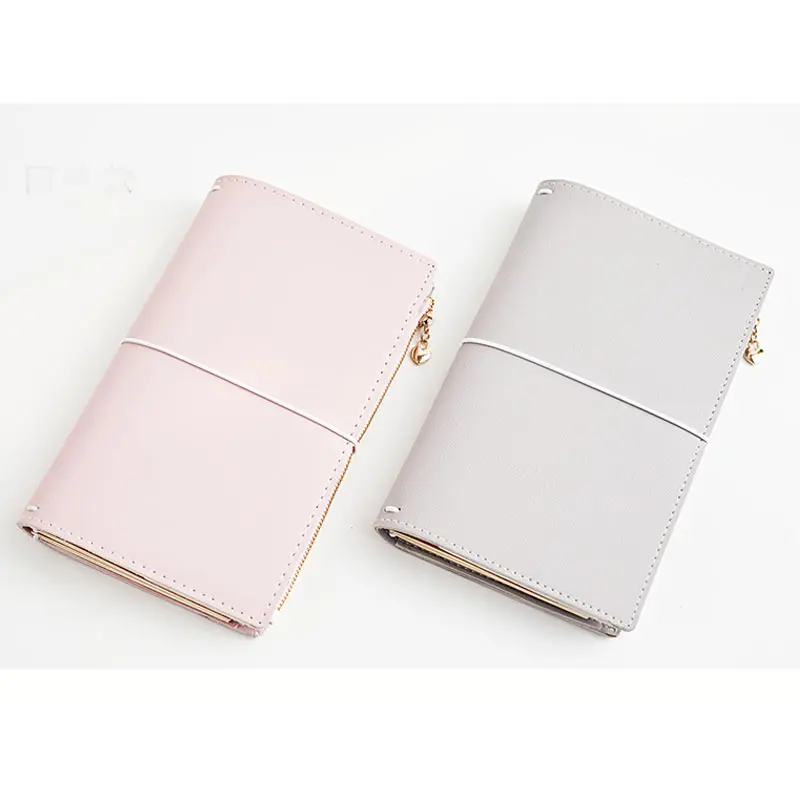 

Yiwi Creative Candy PU Leather Traveler's Notebook travel Diary Journal Vintage Handmade Gift Traveler With Gird And Zip