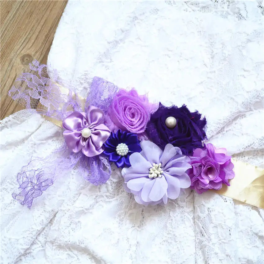 QYFLYXUEHandmade Мозаика Цветок пояс невеста беременная женщина цветок девушка платье