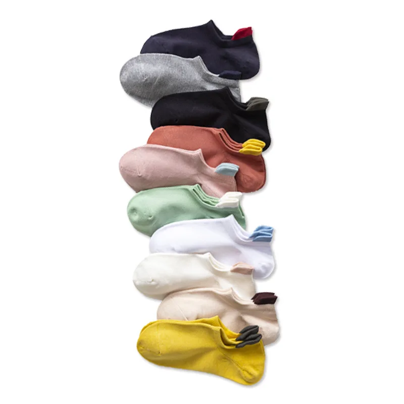 10 пар тонкие хлопковые однотонные летние женские носки с маленькими ушками