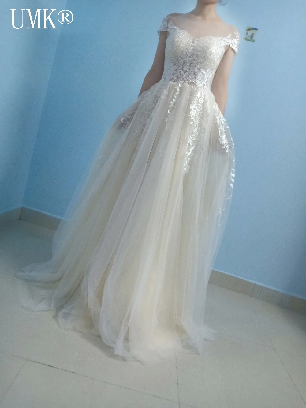 Винтажное кружевное пляжное Бохо свадебное платье цвета шампань Vestido de Noiva сексуальное прозрачное Тюлевое свадебное платье с коротким рукавом