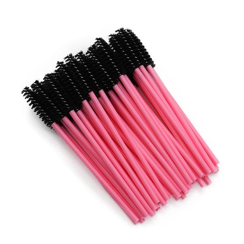 Pink To Black 50 шт./лот Одноразовые ресниц расческа щетки для туши ресницы индивидуальные аппликатор Для женщин инструменты для макияжа; красота M03809 - Handle Color: Pink To Black