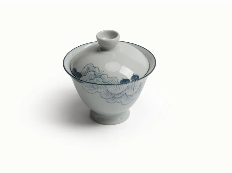 150 мл японский синий и белый Гибискус Gaiwan Master Cup фарфоровый чайник керамическая кофейная чашка винтажный чайный набор кунг-фу