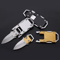 mini pocket foldable stainless steel knife with keychain outdoor sports camping hiking hunting survival self defense supplies