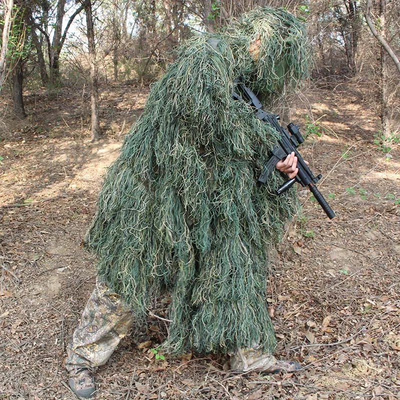Мужской уличный охотничий костюм Ghillie, одежда Ghillie, топ, мужской Камуфляжный охотничий костюм Gilley, открытый охотничий плащ, пончо
