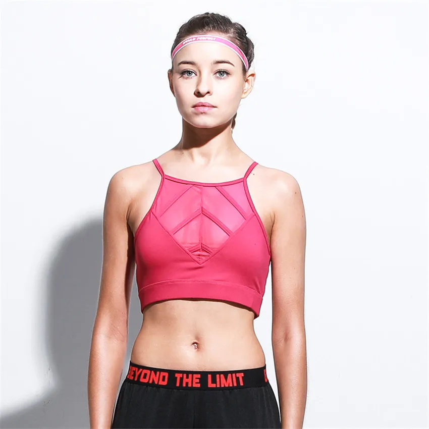 Дракон Fit для женщин Exy Mesh Patchwork полый бюстгальтер для йоги дышащий Быстросохнущий удобные спортивные бюстгальтер беговой мягкий спортивный бюстгальтер - Цвет: red