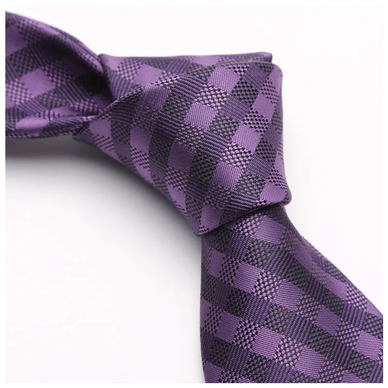 Мужской классический клетчатый галстук фиолетовый 7 см Подарочная коробка 2019 |