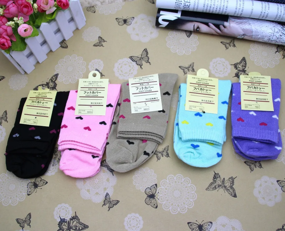 5 парт/лот модные весенние осенние зимние женские носки с принтом сердечек