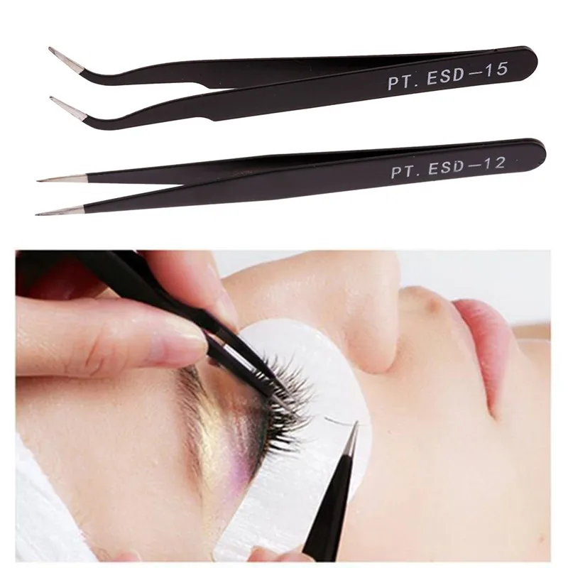2 шт. антистатические щипцы для наращивания ресниц из нержавеющей стали