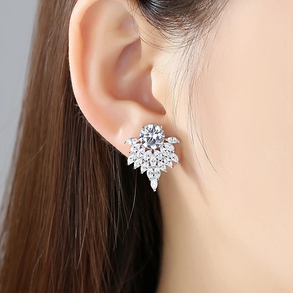 Серьги пусеты Mecresh женские геометрические круглые белого и золотого цвета