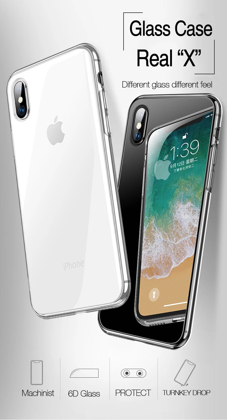 LYMOC прозрачный 6D стеклянный чехол s для iphone XR X XS Max 7 8 Plus противоударный Прозрачный Простой чистый Модный чехол для телефона