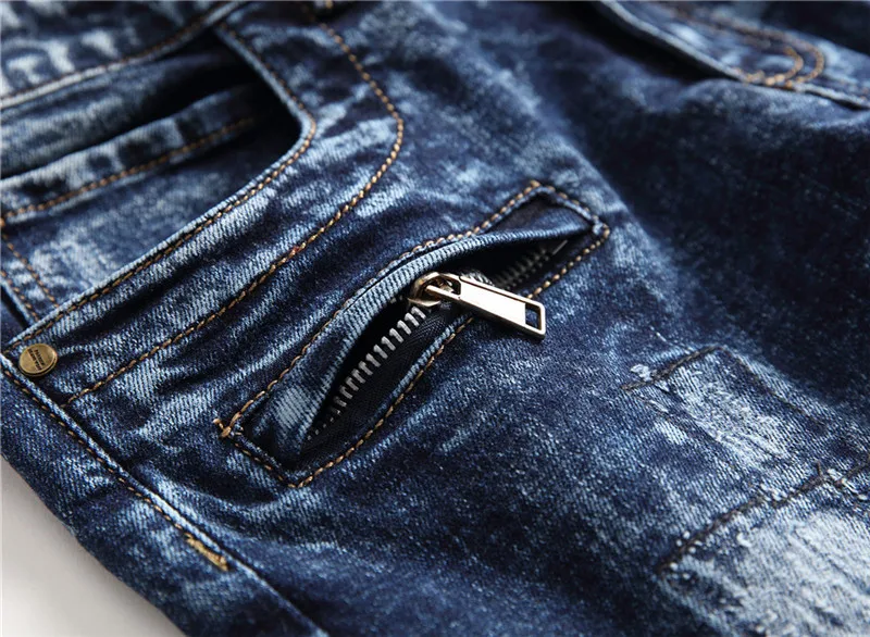 2020 высококачественные мужские джинсы рваные с эффектом потертости модные