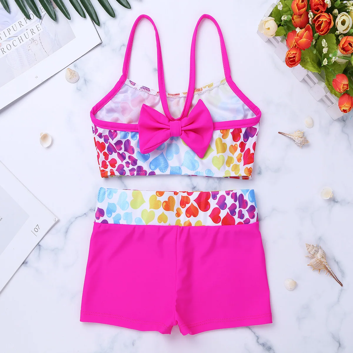 Детский купальник танкини из двух предметов для девочек с бантом на спине в форме