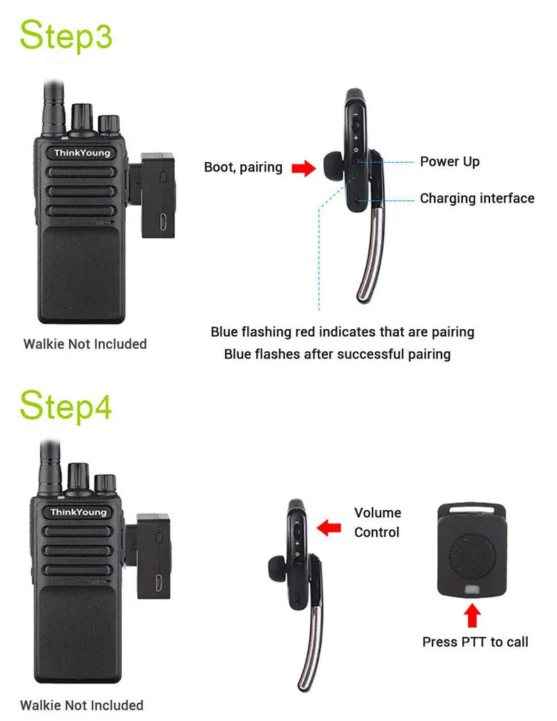 Беспроводной иди и болтай Walkie Talkie “иди и Bluetooth гарнитурой PTT Динамик для Baofeng UV-5R UV-82 A-58 UV-XR UV-5S GT-3WP UV-9R плюс микрофон адаптер