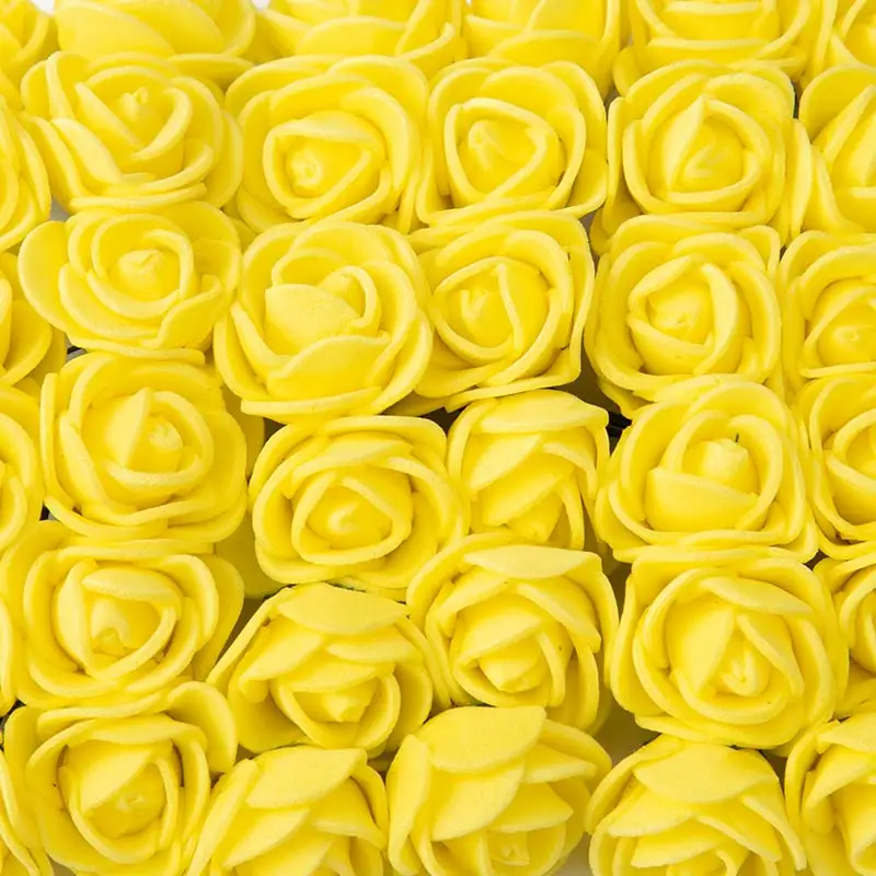 yellow 144 шт 2 см мини-поролоновая роза искусственный цветок букет разноцветная Роза Свадебные цветы украшения Скрапбукинг искусственный цветок Роза - Цвет: yellow