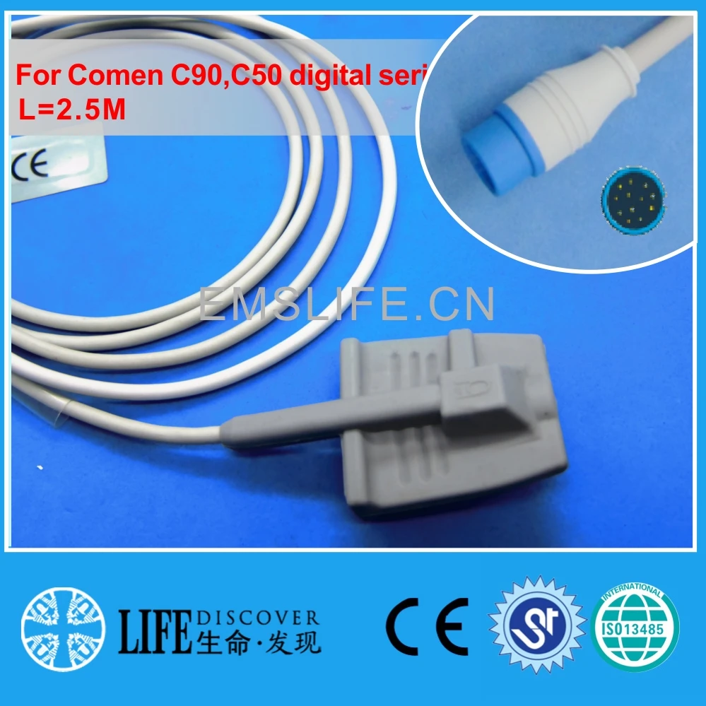 

Long cable adult soft silicone spo2 sensor For Comen C90,C50 digital series