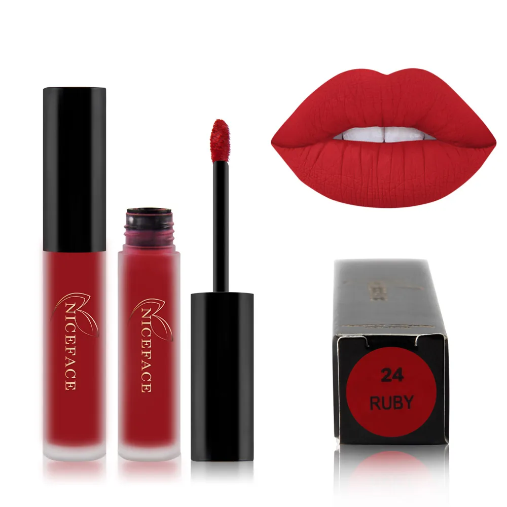 Velvet 30 color liquid lipstick sexy nude color matte liquid lipstick waterproof lasting moisturizing lip gloss cosmetics - Color: 24