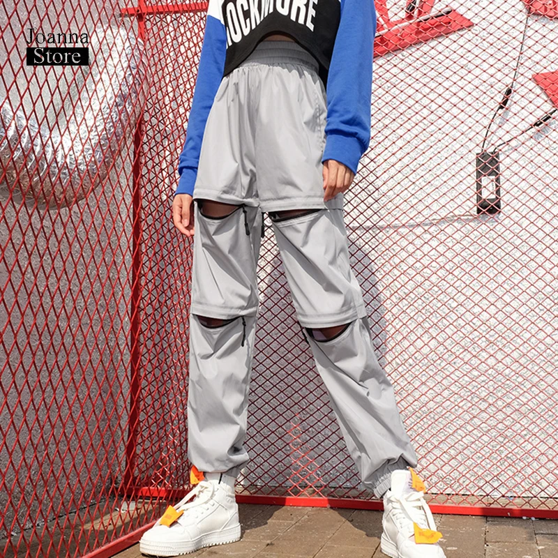 

Cargo pants women zipper streetwear trousers joggers high waist pants korean style summer plus size trousers harajuku clothes