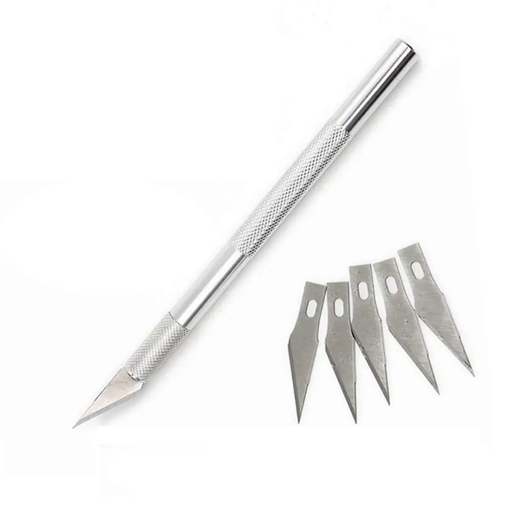 Non-Slip Metal Scalpel Knife Tools Kit Cutter Engraving Craft knives+ 6 pcs Blade Mobile Phone Laptop DIY Repair Hand Tools