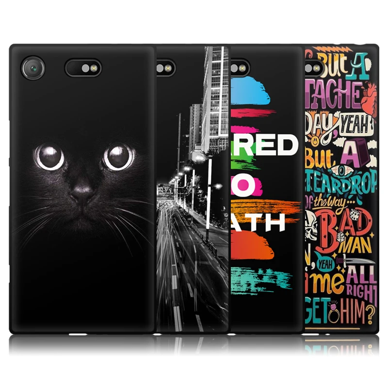 Чехол для телефона EiiMoo Sony Xperia XZ1 Compact черный матовый силиконовый чехол с милым