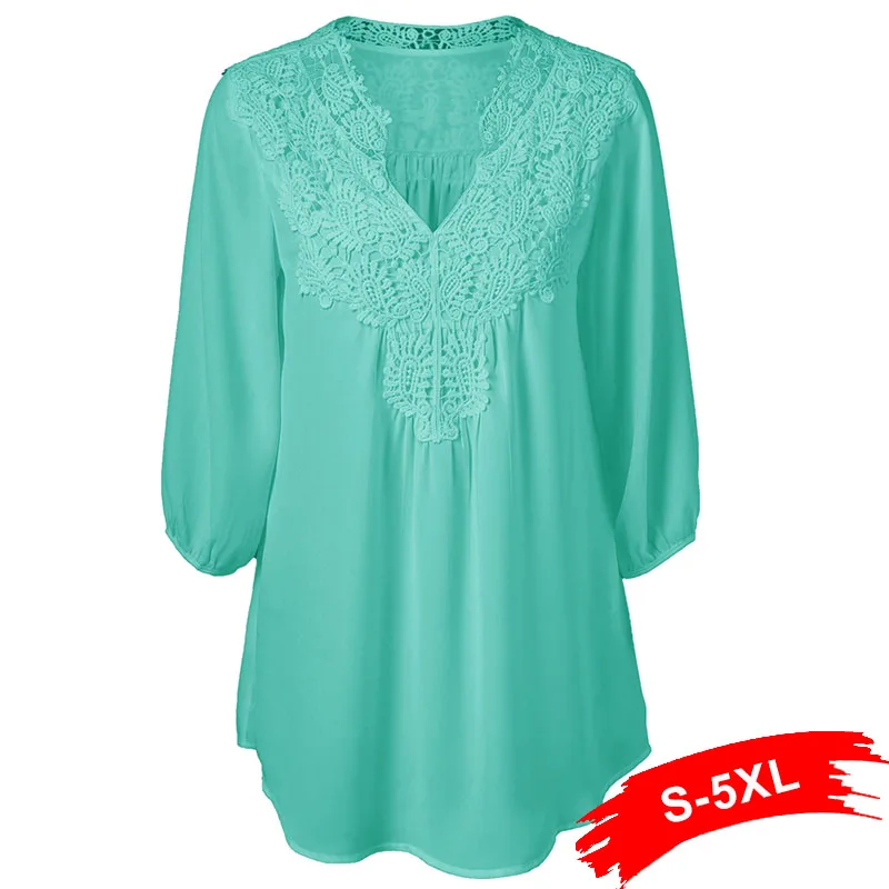 Более Размеры d сладкий вязаный крючком сращены блузка для Для женщин 3XL 4XL 5XL